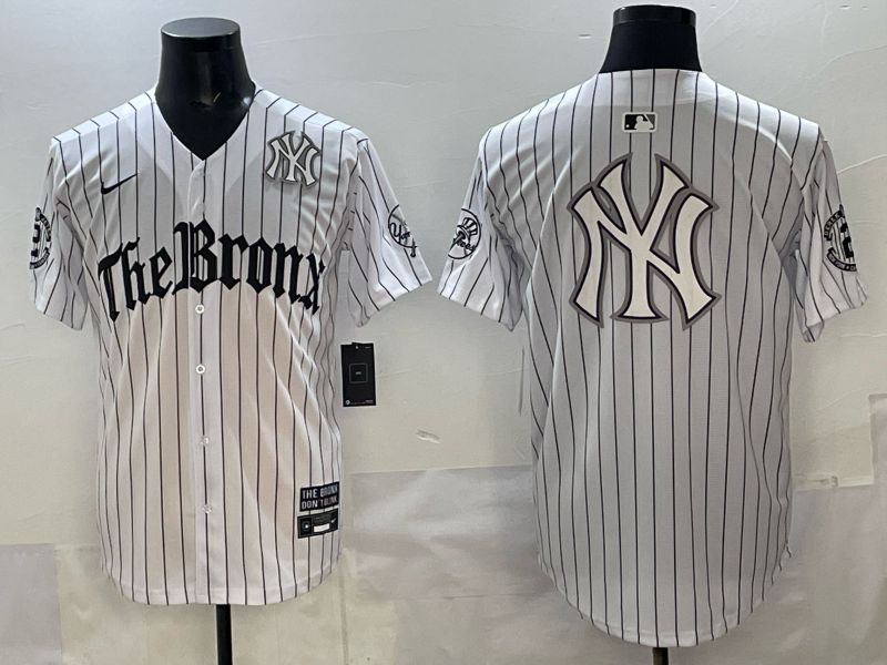 Men 2025 New York Yankees Blank White Stripe Five generations Joint Name Nike MLB Jersey style 028